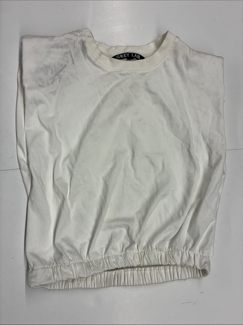 GREY LAB White Short-Sleeve Elastic-Hem Tee Women’s size Medium